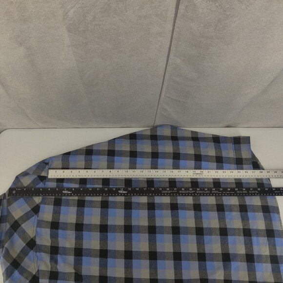 Duluth Trading 40 Grit Flannel Shirt Mens Large Tall Blue Gray Plaid Long Sleeve - Picture 11 of 12